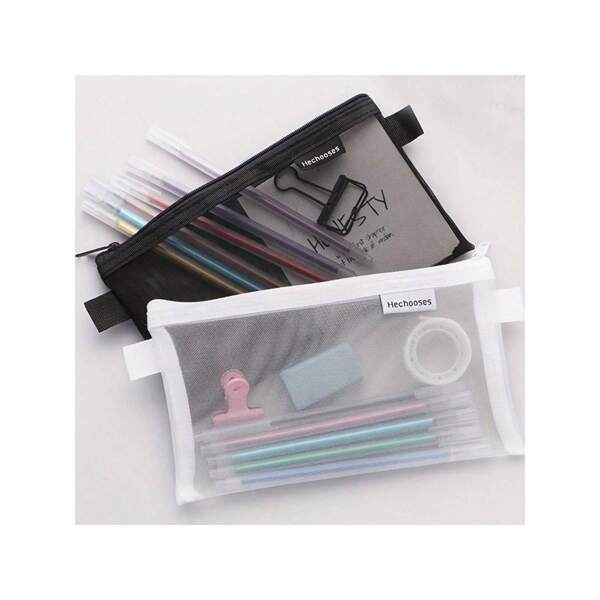 A Transparent Grid Pen Case, Convenient For Students To Carry During Exams.Back To School,School Supplies,Pencil Case,Pencil Pouch,School Bag