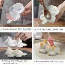 可爱猫咪饭团模具，寿司模具，海藻饭团模具，适用于家庭厨房野餐，厨房小工具，DIY模具，便当配件 - 彩色 - 查看 6