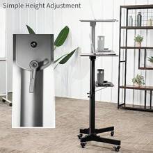 24 Inch Height Adjustable Multi-Purpose Rolling Podium Lectern White CART-V03W With Storage Tray Laptop Workstation Desk - White1 - View 5