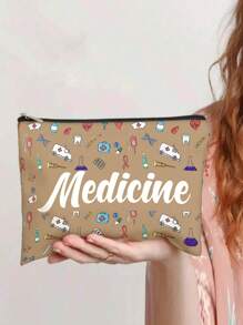 1 bucă geantă de machiaj pentru medicamente, unisex pentru adulți, husă pentru medicamente de călătorie, cu conținut scăzut de alergeni, cu imprimare aleatorie, pentru depozitare cosmetice, potrivită ca cadouri pentru doctori și adolescente, geantă de toaletă, geantă de spălat, geantă de călătorie, machiaj, geantă de plajă, geantă de plajă, esențiale de vacanță, rechizite școlare. Baie de dormitor al colegiului