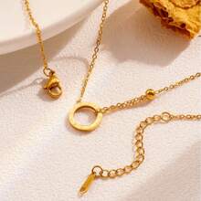 18K Titanium Steel Necklace Korean Style Fashion Cold Style Roman Letters Ring Simple Steel Beads - 金色 - 查看 4