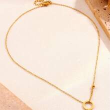 18K Titanium Steel Necklace Korean Style Fashion Cold Style Roman Letters Ring Simple Steel Beads - 金色 - 查看 3