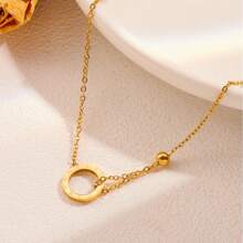 18K Titanium Steel Necklace Korean Style Fashion Cold Style Roman Letters Ring Simple Steel Beads - 金色 - 查看 2