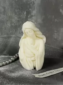 1pc Handmade Virgin Mary Holding Baby Soy Wax Scented Candle, Artcraft Photo Prop, Home Decor, Holiday Gift, Birthday Present, Relaxation, Atmosphere Enhancing, Decorative Candle, Gift Candle, Soy Candle, Candle Set, Candle Centerpiece, Birthday Candle, Candlestick, Friend Gift, Ladies Gift, Candle Home Decor, Decoration, Winter Gift, Gift Decoration, Cute Candle, Scented Candle Gifts Graduation - Multicolor - View 4