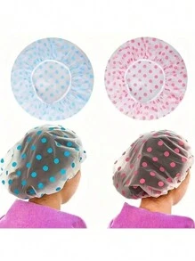 4 Pcs Shower Caps, Adjustable Printed Cap, Reusable Waterproof Bath Caps With Elastic Band, Bath Hair Hat For Women Ladies Spa Salon