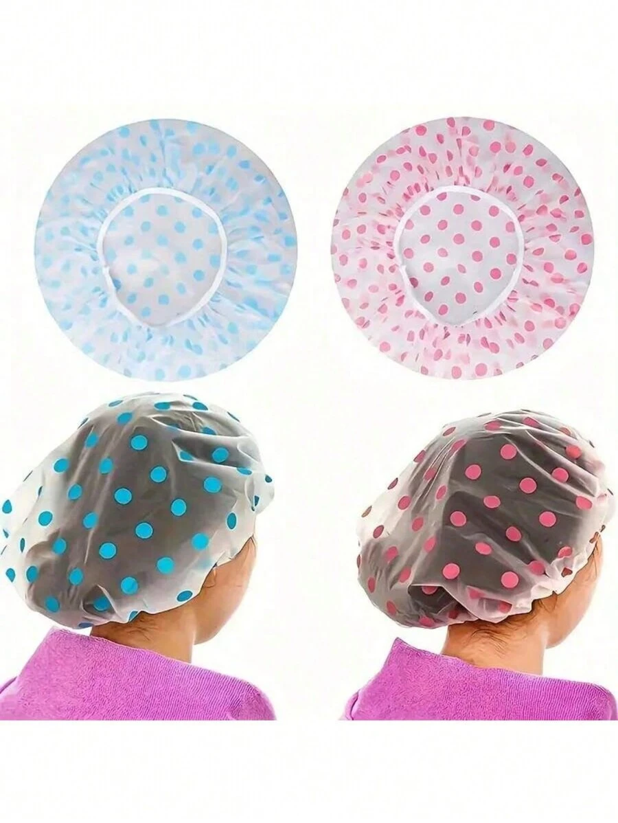 4 Pcs Shower Caps, Adjustable Printed Cap, Reusable Waterproof Bath Caps With Elastic Band, Bath Hair Hat For Women Ladies Spa Salon