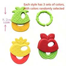 1 件/2 件，水果形硅胶牙胶 - 婴儿出牙胶，用于幼儿磨牙和固定牙齿 - 复活节礼物，摇铃功能，易于清洁，（颜色随机）