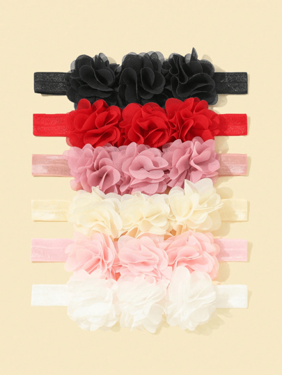 6 قطع شريط رأس مزين بزهور للأطفال، إكسسوارات شعر جميلة للأميرات الصغيرات