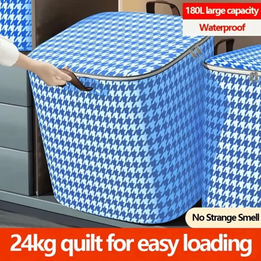 1pc Large Capacity Clothing & Quilt Storage Bag, Foldable Bedding, Clothes & Toy Organizer Bag, Handle, Space-Saving Underbed Storage Container