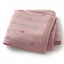 1pc Soft & Comfortable Baby Knit Blanket, All Season - Dusty Pink - View 1
