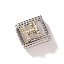 1pc Stainless Steel Rhinestone Inlaid Gold 26 Alphabet Modular Disassembled Bracelet, DIY Jewelry Accessory