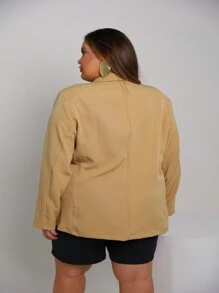 Women's Blazer Coat Plus Size Long Suit Social Tailoring Elegant Overcoat Luxury For Parties Casual Events Dinner Parties - 米色 - 查看 4