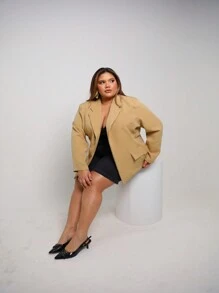 Women's Blazer Coat Plus Size Long Suit Social Tailoring Elegant Overcoat Luxury For Parties Casual Events Dinner Parties - 米色 - 查看 1