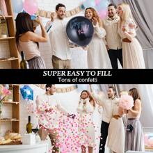 1set Thickened Gender Reveal Balloon - 1pc Gender Reveal Confetti Balloon With Pink And Blue Confetti – 36 Inch Black Gender Reveal Balloons Perfect For Taking Photos And Videos - Multicolor - View 6