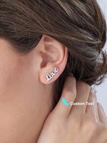 Personalized Gold Name Earrings • Minimalist Custom Handmade Stud Earring • Stud Ear Jewelry For Her Daughter • Christmas Gift