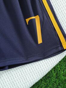 [Customized] 2pcs Casual Sports Training Quick-Drying Long-Sleeve Sports Suit Set #7, Suitable For Soccer, Sports, And Everyday Wear. Name Customization Available - Navy Blue - View 5