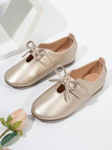 金色金属女童舒适透气防滑平底鞋 - 金色 - 查看 2