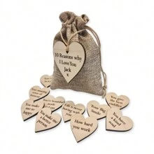 1 Personalized Box And Bag Set, "Reasons Why I Love You" Bag - A Romantic Gift For Special Ones - Wedding, Anniversary, Valentine's Day, Birthday, Surprise Your Loved One On Any Special Occasion Like Christmas, Halloween, Anniversary. Wooden Box And Bag Included.