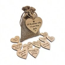 1 Personalized Box And Bag Set, "Reasons Why I Love You" Bag - A Romantic Gift For Special Ones - Wedding, Anniversary, Valentine's Day, Birthday, Surprise Your Loved One On Any Special Occasion Like Christmas, Halloween, Anniversary. Wooden Box And Bag Included.