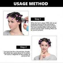 1 套卷发器套装，适合自然发质，是女性、青少年和女孩的理想 DIY 发型设计工具，粉色配件 - 彩色 - 查看 5