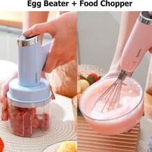Mezclador batidor  y picatodo 3 En 1, multifuncion para batir mezclas, picar carne o verduras, recargable por USB de acero inoxidable - Multicolor - Ver 4