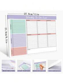 budget planner 1本A4周计划笔记本，包含每日和每周计划，螺旋装订，待办事项清单，返校必备 - 彩色 - 查看 3