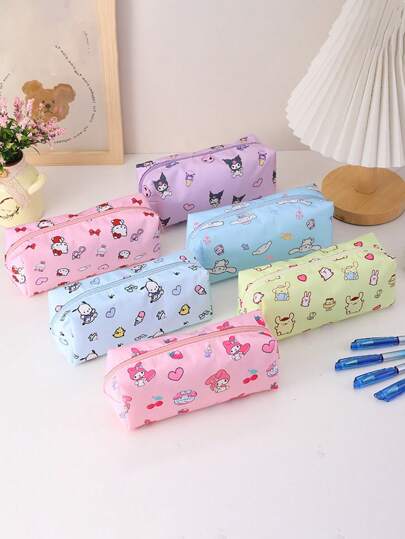  1 件 Sanrio 角色大容量文具收纳袋、时尚桌面收纳盒、适合学生和办公室使用的可爱铅笔盒 - 超值礼物！、办公室收纳盒、桌面收纳盒、笔收纳盒、笔收纳、笔盒、铅笔托盘、桌面收纳盒、笔筒