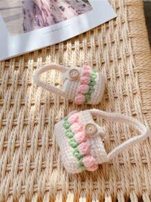 Summer 1pc Tulip Style Plush Carrying Case Compatible With AirPods 4, Creative Handmade Knitted Earphone Cover Compatible With AirPods Pro (2nd Gen), AirPods 3, AirPods 1/2, Galaxy Buds Pro/Buds2/Buds2 Pro/Buds Live/Buds FE/Buds+ - Multicolor - View 5