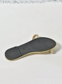 Women's Summer Flat Roman Sandals, High-End Rhinestone Thong Open-Toe Fashionable Casual Comfortable Rounded Toe Slippers - Gold - View 7