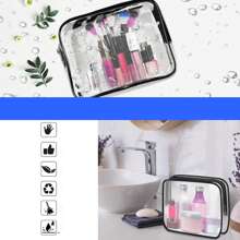 SAC COSMÉTIQUE DE VOYAGE TRANSPARENT 3 EN 1 - ORGANISATEUR DE COSMÉTIQUES 3 PIÈCES ; SAC DE VOYAGE COSMÉTIQUE TRANSPARENT 3 EN 1 AVEC FERMETURE ÉCLAIR POUR COSMÉTIQUES. Accessoires de voyage, sacs de toilette de voyage en PVC portables, imperméables, sacs à cosmétiques pour femmes et hommes, ambiance bohème