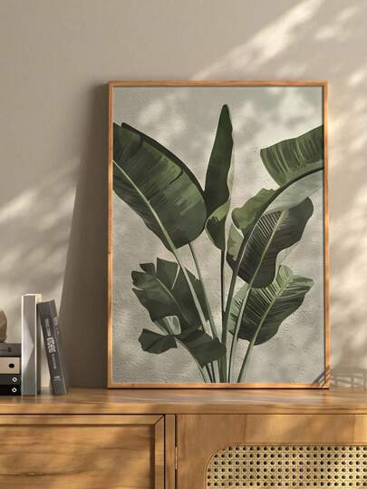 1张无框绿色植物海报 - 卧室、客厅、走廊的理想墙面装饰，冬季室内装饰，独特创意礼物