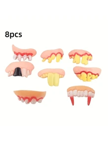 Set de 8 divertidos accesorios en forma variada como dientes falsos a modo de parodia, de estilo aleatorio - Multicolor - Ver 3