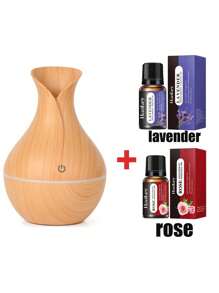 USB Humidifier Set (Includes 2 Bottles Of Essential Oils), Wooden Grain Creative Humidifier, Essential Oils Add Fragrance, Valentine's Day Gift