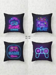 1 Stück & 4 Stücke Gaming Controller Thematische dekorative Kissenbezüge, Traum für Männer, geeignet für Auto, Zuhause, Schlafzimmer, Wohnzimmer (Innenkissen nicht enthalten)