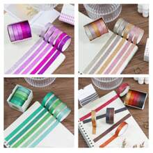 Set di 15 pezzi/30 pezzi di nastro washi decorativo lucido e colorato, nastri sottili da 10 mm per artigianato, confezioni regalo, scrapbooking, planner, bullet journal, decorazioni di precisione fai-da-te, studenti per il ritorno a scuola - Multicolore - Visualizzare 7