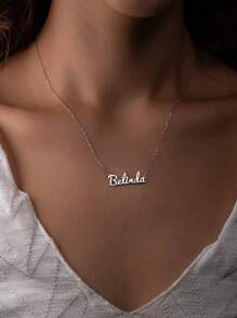 1pc Customized Name Necklace, Personalized Name Necklace, Stainless Steel Necklace, Jewelry Accessory, Minimalist DIY Custom Name Gift, Suitable For Women, Birthday Jewelry Gift,Silver,Stylish,Colorful,Vintage,Unisex,Hipster,Simple,Casual,Custom,Personalized,Unique,Ideal Gifts For Him,Ideal Gifts For Her,Her,Boyfriend,Girlfriend,Dad,Mom,Family,Friends,For Anniversaries,For Birthdays,For Graduation,For Prom,For Party,Jewelry Women,Elegant Outfit