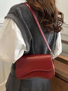 Bolso bandolera mínimo de un solo color con solapa, bolso bandolera clásico con textura para mujeres
