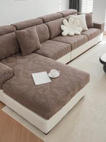 1 件提花弹力沙发套，1-2-3-4 座位 L 型沙发垫套，扶手套，适合所有季节 - 咖啡棕 - 查看 1