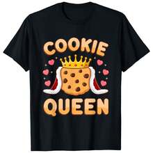 Cookie Queen Funny Cookie Mom Cookie Dealer Women Girls T-Shirt - Black - View 1