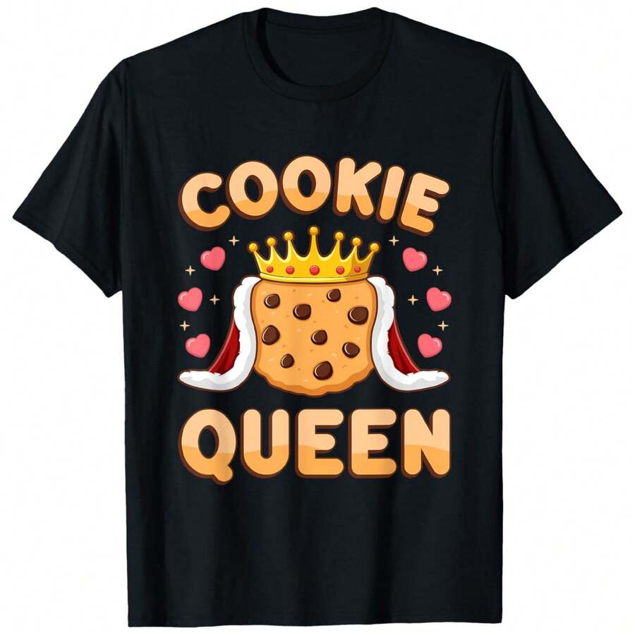 Cookie Queen Funny Cookie Mom Cookie Dealer Women Girls T-Shirt - Black - View 1