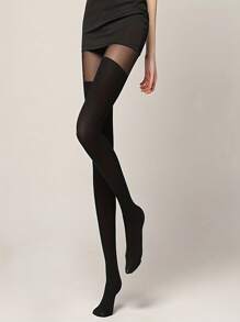 200D过膝竖条纹图案紧身裤