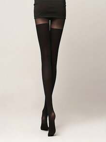 200D过膝竖条纹图案紧身裤