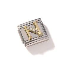 1pc Stainless Steel Rhinestone Inlaid Gold 26 Alphabet Modular Disassembled Bracelet, DIY Jewelry Accessory