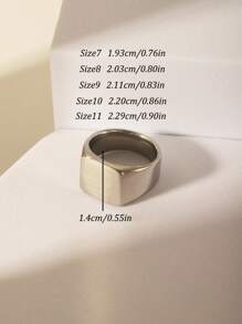 1pc Stainless Steel Square Engraved Plain Elegant English Letter & Number Design Ring, Ideal Gift For Mother's Day, Father's Day, Christmas, Girlfriend, Boyfriend, Valentine's Day