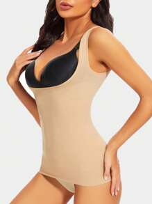 Shapewear kompressionslinne för kvinnor, byststödskroppsformare, högkompressionsväst för att smalna och lyfta - Aprikos - Visa 2