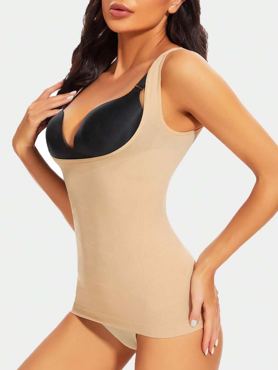 Shapewear kompressionslinne för kvinnor, byststödskroppsformare, högkompressionsväst för att smalna och lyfta