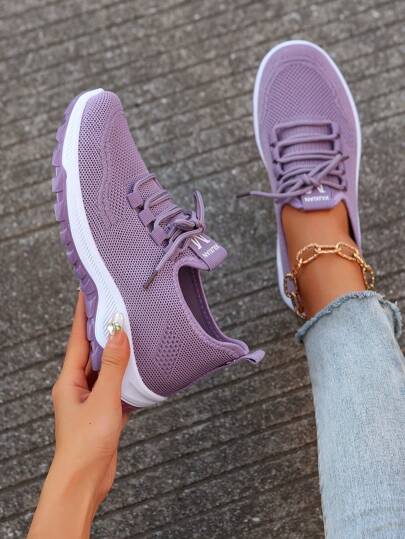 Tênis casuais femininos, calçados esportivos leves e de sola macia, calçados fitness respiráveis de cano baixo