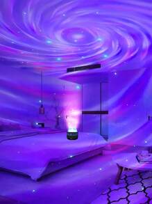 1 件 Q6 卧室 Galaxy Aurora 海浪投影仪，遥控天花板投影仪，适用于卧室、游戏室、家庭影院，适用于万圣节、圣诞节、房间装饰、派对装饰、墙壁装饰灯 - 黑色 - 查看 2