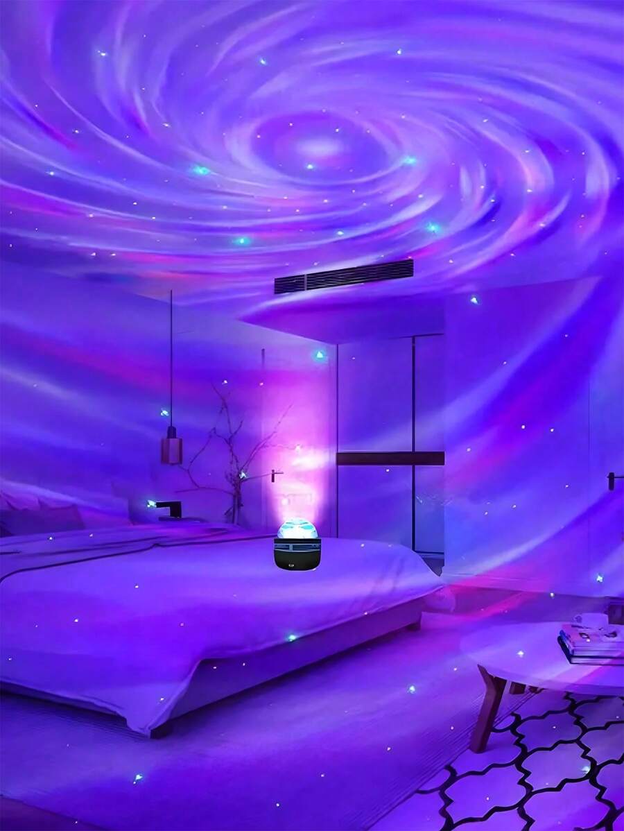 1 件 Q6 卧室 Galaxy Aurora 海浪投影仪，遥控天花板投影仪，适用于卧室、游戏室、家庭影院，适用于万圣节、圣诞节、房间装饰、派对装饰、墙壁装饰灯