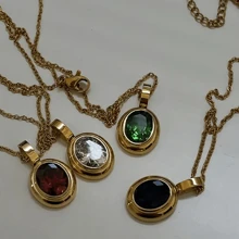 VKHK 1 pieza Collar con colgante decorado con circonita, chapado en oro de 18K, de acero inoxidable con acabado vintage, apto para uso diario y bodas, regalo para mujer